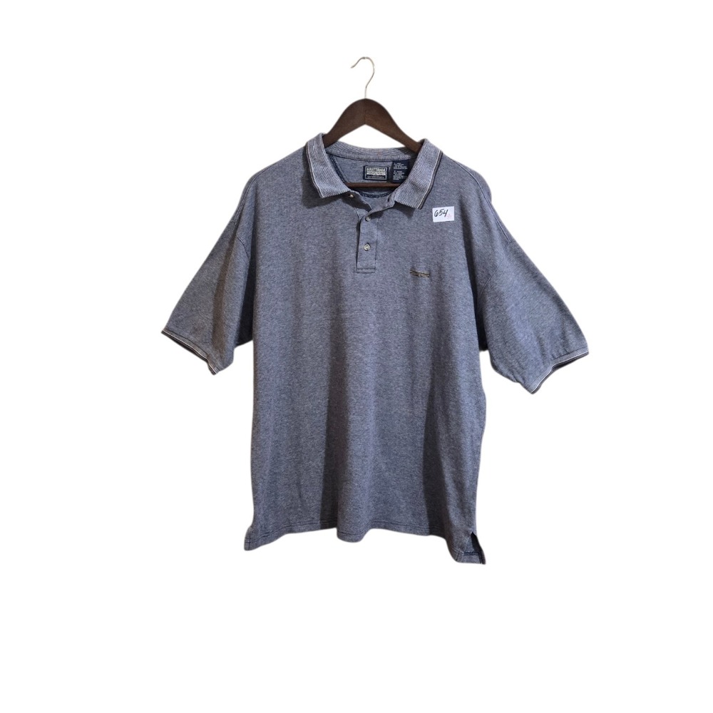 Brittania Mens Polo Shirt Size LG Short Sleeve Grey‎ Weave Vintage 90s Y2K